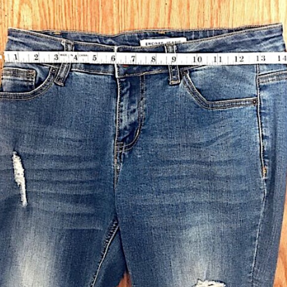 Encore Jeans Size 5 Women’s Juniors Distressed Destroyed Medium Wash Blue Skinny - Picture 6 of 15